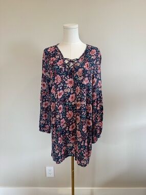 Billabong- Tie-Front Dress - Pink Floral Print